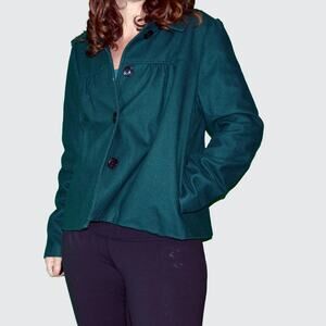 Banana Republic Factory L Wool Blend Pea Coat Green